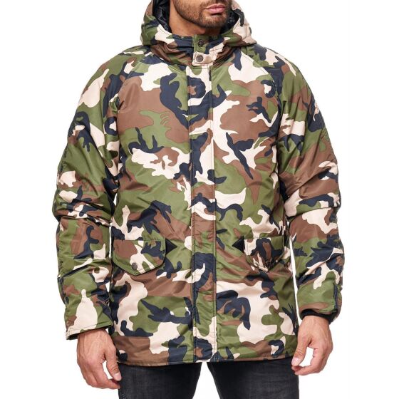 Redbridge Herren Winterjacke Jacke Parka Camouflage Mantel Militär Lo