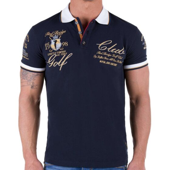 Red Bridge Mens Golf Club Polo Shirt T-Shirt dark blue