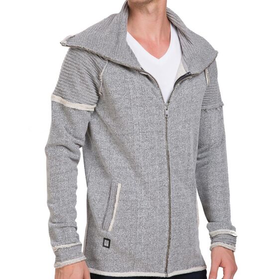 Red Bridge Mens Groovy Stone Sweat Jacket Oversized Grey