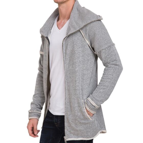 Red Bridge Mens Groovy Stone Sweat Jacket Oversized Grey