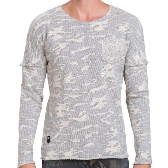 Red Bridge Mens Fly Camouflage Knit Jumper Grey