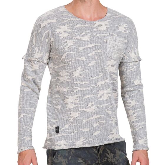 Red Bridge Mens Fly Camouflage Knit Jumper Grey