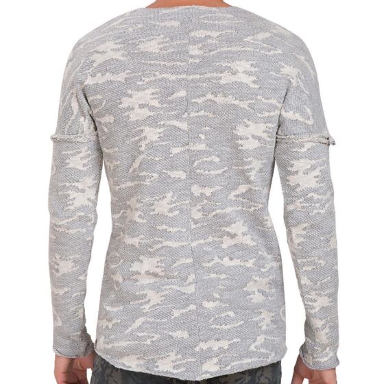 Red Bridge Mens Fly Camouflage Knit Jumper Grey