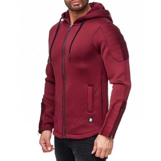 Red Bridge Mens Neoprene Look Jacket Oversized Bordeaux