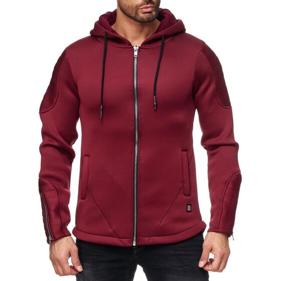 Red Bridge Mens Neoprene Look Jacket Oversized Bordeaux