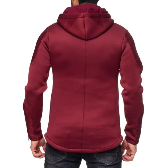 Red Bridge Mens Neoprene Look Jacket Oversized Bordeaux