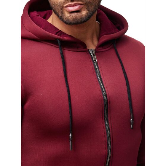 Red Bridge Mens Neoprene Look Jacket Oversized Bordeaux