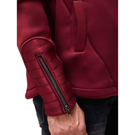 Red Bridge Mens Neoprene Look Jacket Oversized Bordeaux