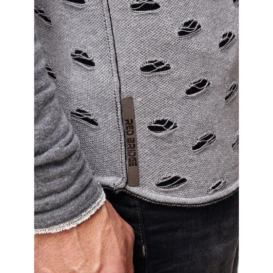 Red Bridge Herren Ripped Holes Sweatshirt Pullover Grau