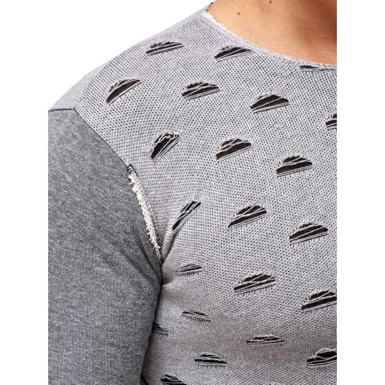 Red Bridge Mens Ripped Holes Sweatshirt Jumper Grey