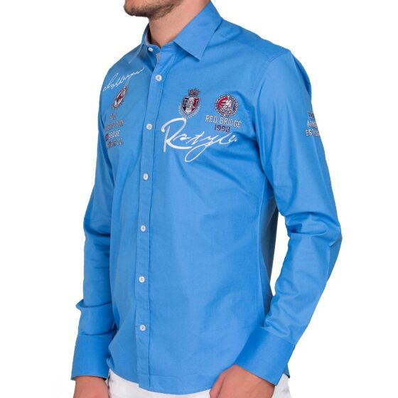 Red Bridge Mens R-Style Design Regular Fit Long Sleeve Shirt Blue