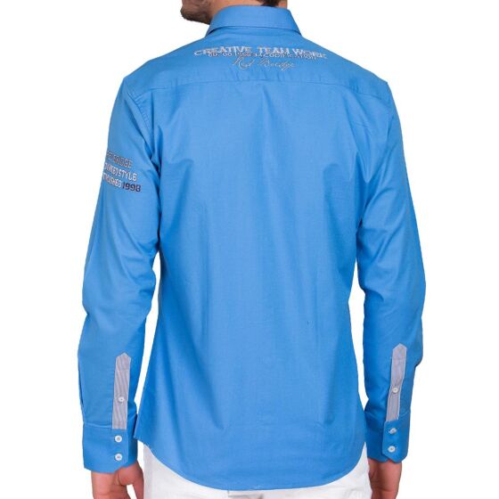 Red Bridge Mens R-Style Design Regular Fit Long Sleeve Shirt Blue