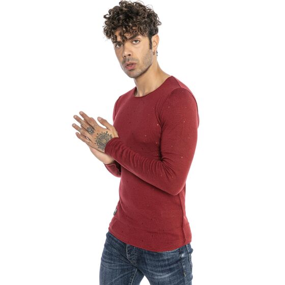 Red Bridge Herren Autumn Sky Feinstrick Pullover Bordeaux