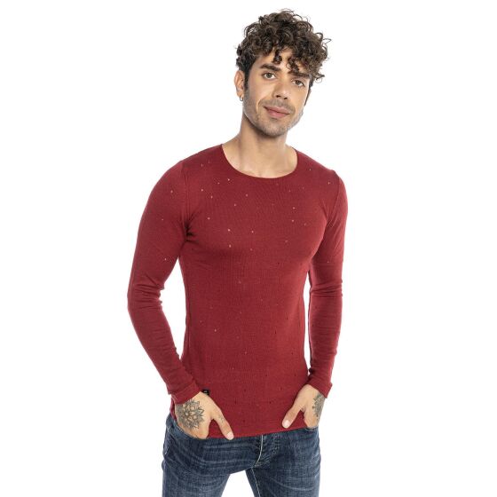 Red Bridge Herren Autumn Sky Feinstrick Pullover Bordeaux