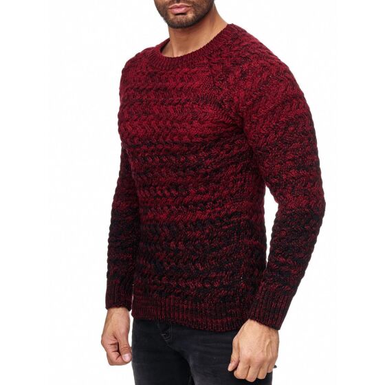 Red Bridge Mens Fire Crackle Knit Jumper Black Red