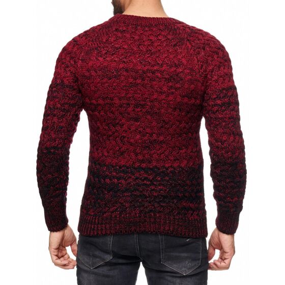 Red Bridge Mens Fire Crackle Knit Jumper Black Red