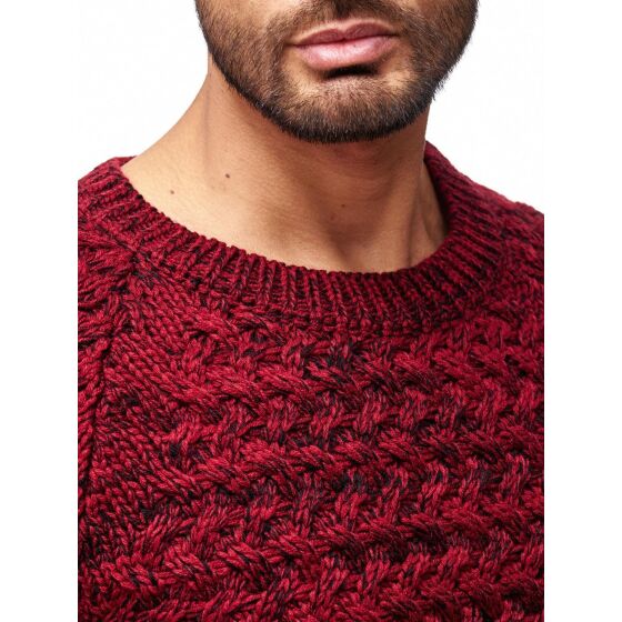 Red Bridge Mens Fire Crackle Knit Jumper Black Red