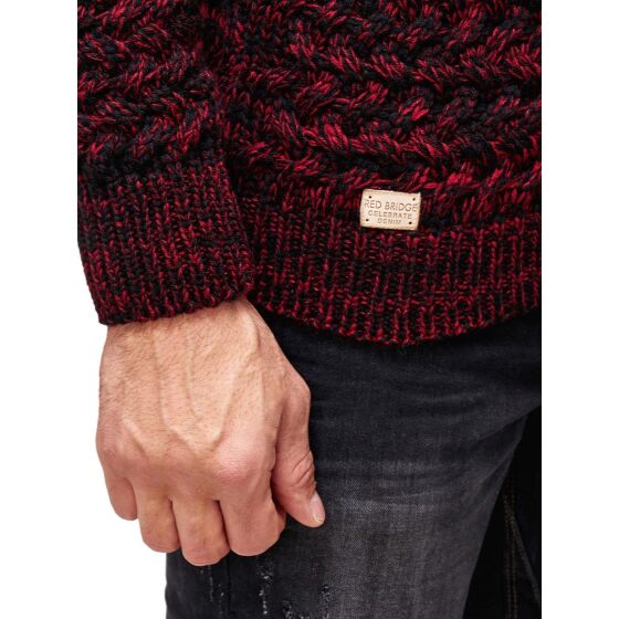 Red Bridge Mens Fire Crackle Knit Jumper Black Red