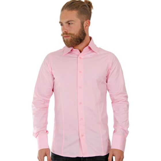 Red Bridge Herren Basic Design Slim Fit Langarm Hemd Pink