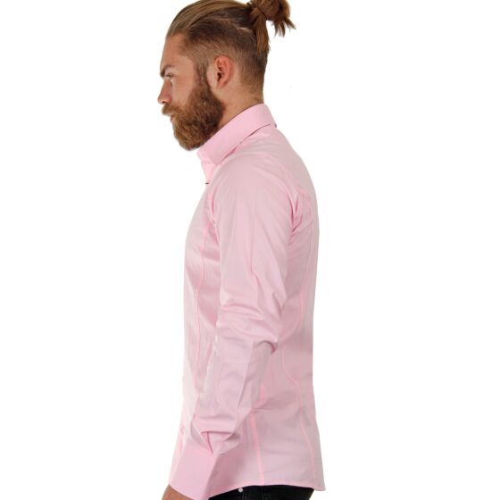 Red Bridge Mens Basic Design Slim Fit Long Sleeve Shirt Pink
