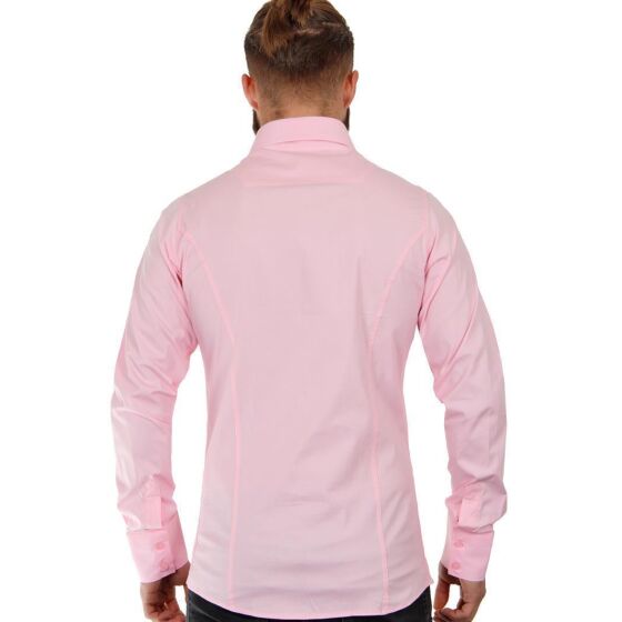 Red Bridge Mens Basic Design Slim Fit Long Sleeve Shirt Pink