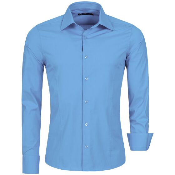 Red Bridge Mens Basic Design Slim Fit Long Sleeve Shirt Blue