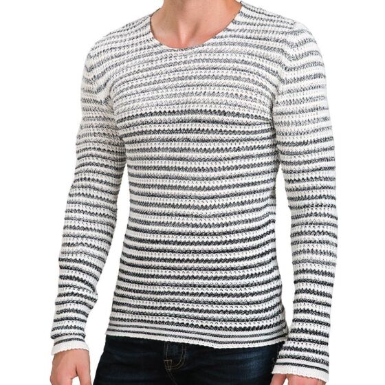 Red Bridge Mens Winter Zebra Knit Jumper Jumper Ecru