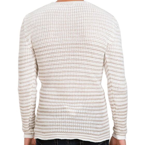 Red Bridge Mens Winter Zebra Knit Sweater Jumper Beige