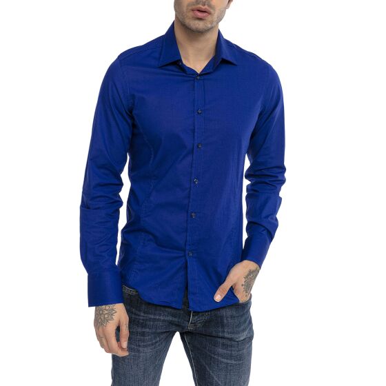 Red Bridge Mens Basic Design Slim Fit Long Sleeve Shirt Saxe Blue