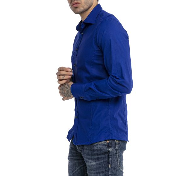 Red Bridge Mens Basic Design Slim Fit Long Sleeve Shirt Saxe Blue