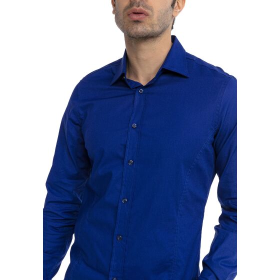 Red Bridge Mens Basic Design Slim Fit Long Sleeve Shirt Saxe Blue