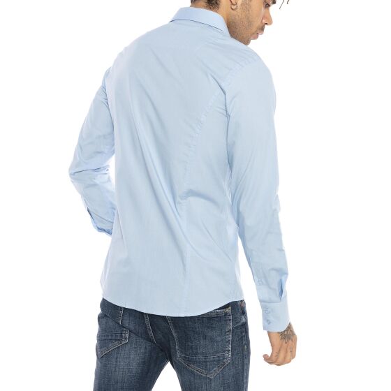 Red Bridge Mens Basic Design Slim Fit Long Sleeve Shirt Light Blue