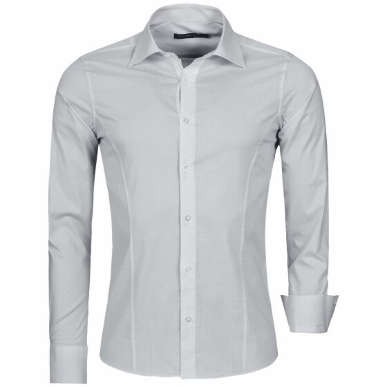 Red Bridge Mens Basic Design Slim Fit Long Sleeve Shirt Grey