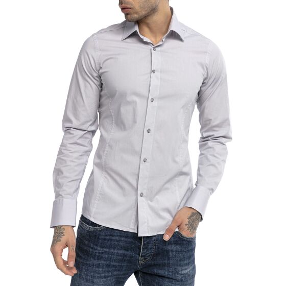 Red Bridge Mens Basic Design Slim Fit Long Sleeve Shirt Grey