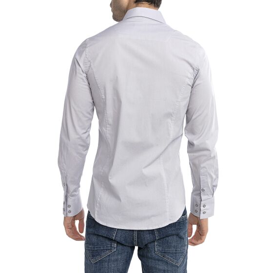 Red Bridge Mens Basic Design Slim Fit Long Sleeve Shirt Grey