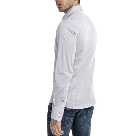 Red Bridge Mens Basic Design Slim Fit Long Sleeve Shirt Grey