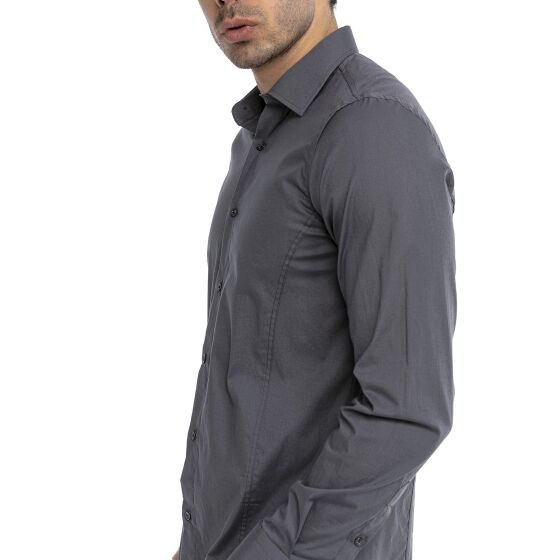 Red Bridge Mens Basic Design Slim Fit Long Sleeve Shirt Anthracite