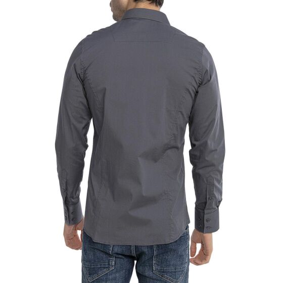 Red Bridge Mens Basic Design Slim Fit Long Sleeve Shirt Anthracite