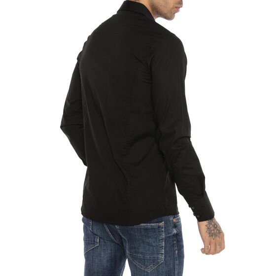 Red Bridge Mens Basic Design Slim Fit Long Sleeve Shirt Black