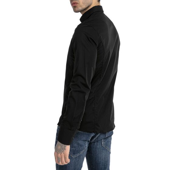 Red Bridge Mens Basic Design Slim Fit Long Sleeve Shirt Black