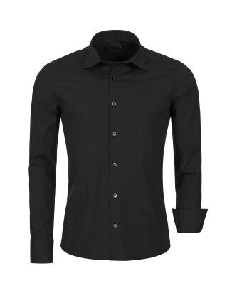 Red Bridge Herren Basic Design Slim Fit Langarm Hemd Schwarz
