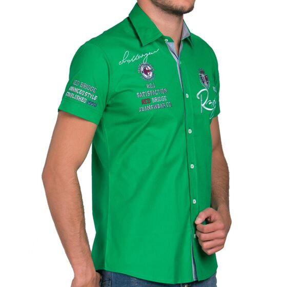 Red Bridge Mens R-Style Design Slim Fit Short Sleeve Shirt Green