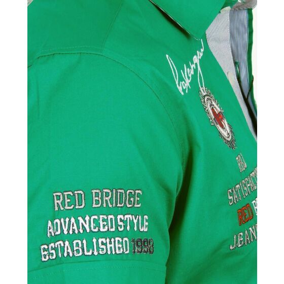 Red Bridge Mens R-Style Design Slim Fit Short Sleeve Shirt Green