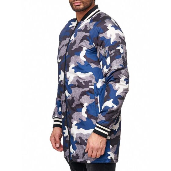 Red Bridge Herren Camouflage Inmate Lange Bomberjacke Jacke Oversize Blau