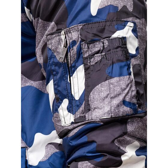 Red Bridge Herren Camouflage Inmate Lange Bomberjacke Jacke Oversize Blau