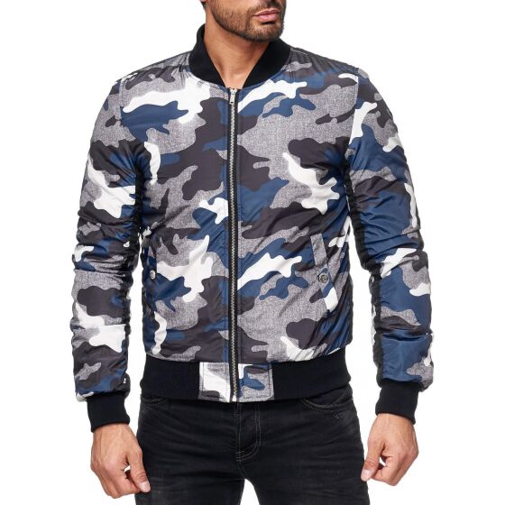 Red Bridge Herren Camouflage Bomberjacke Winter Jacke Camouflage Navy