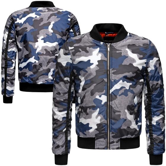 Red Bridge Herren Camouflage Bomberjacke Winter Jacke Camouflage Navy