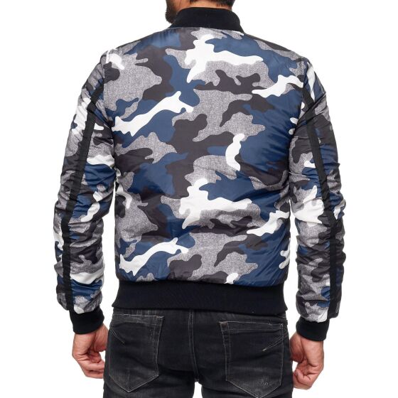 Red Bridge Mens Camouflage Bomber Jacket Winter Jacket Camouflage Navy