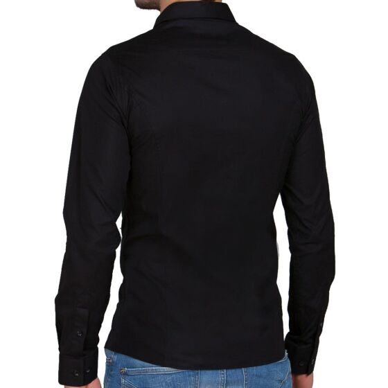 Red Bridge Herren Basic Design Slim Fit Langarm Hemd Schwarz