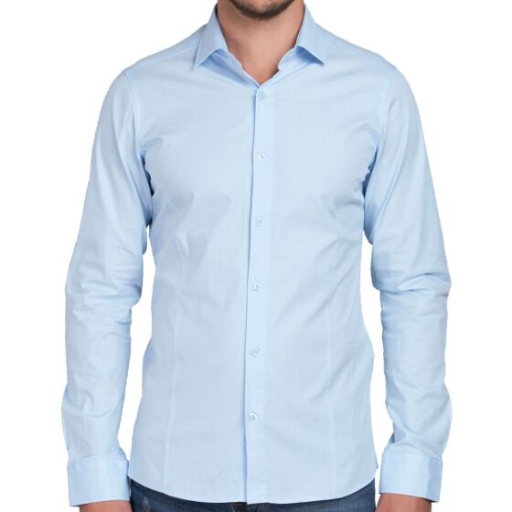 Red Bridge Mens Basic Design Slim Fit Long Sleeve Shirt Light Blue XL